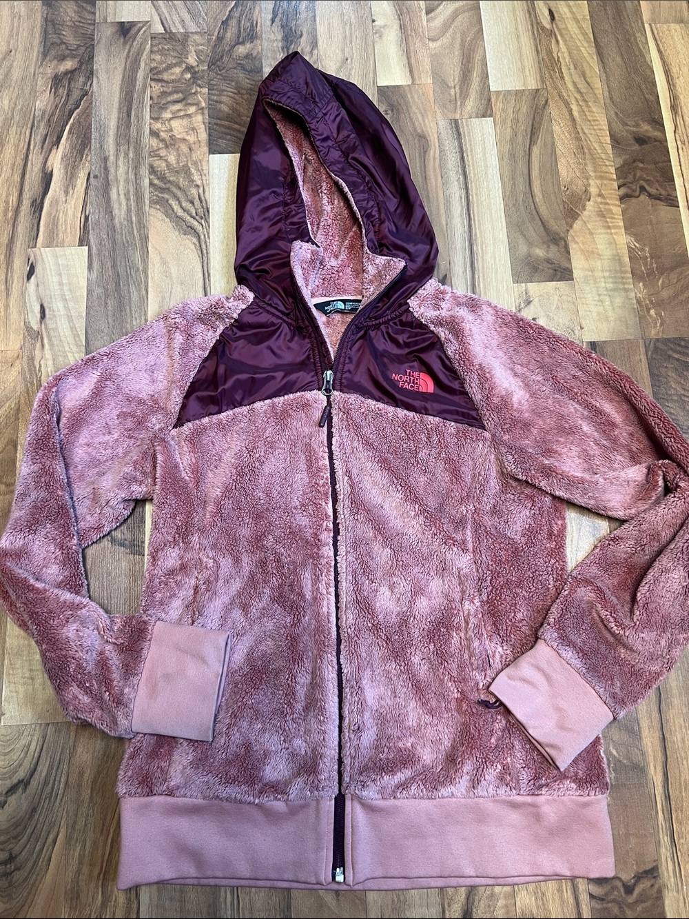 The North Face Girls' Plush Hooded Jacket in Rose and Plum